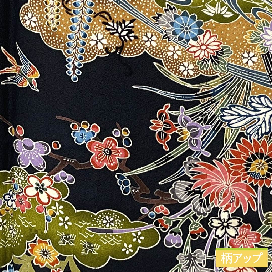 小紋 正絹 身丈169cm 裄丈68cm 袷 琉球紅型 手挿調小紋 西村英明 伝統工芸士 しつけ糸付き Sランク 黒系 1115005962510