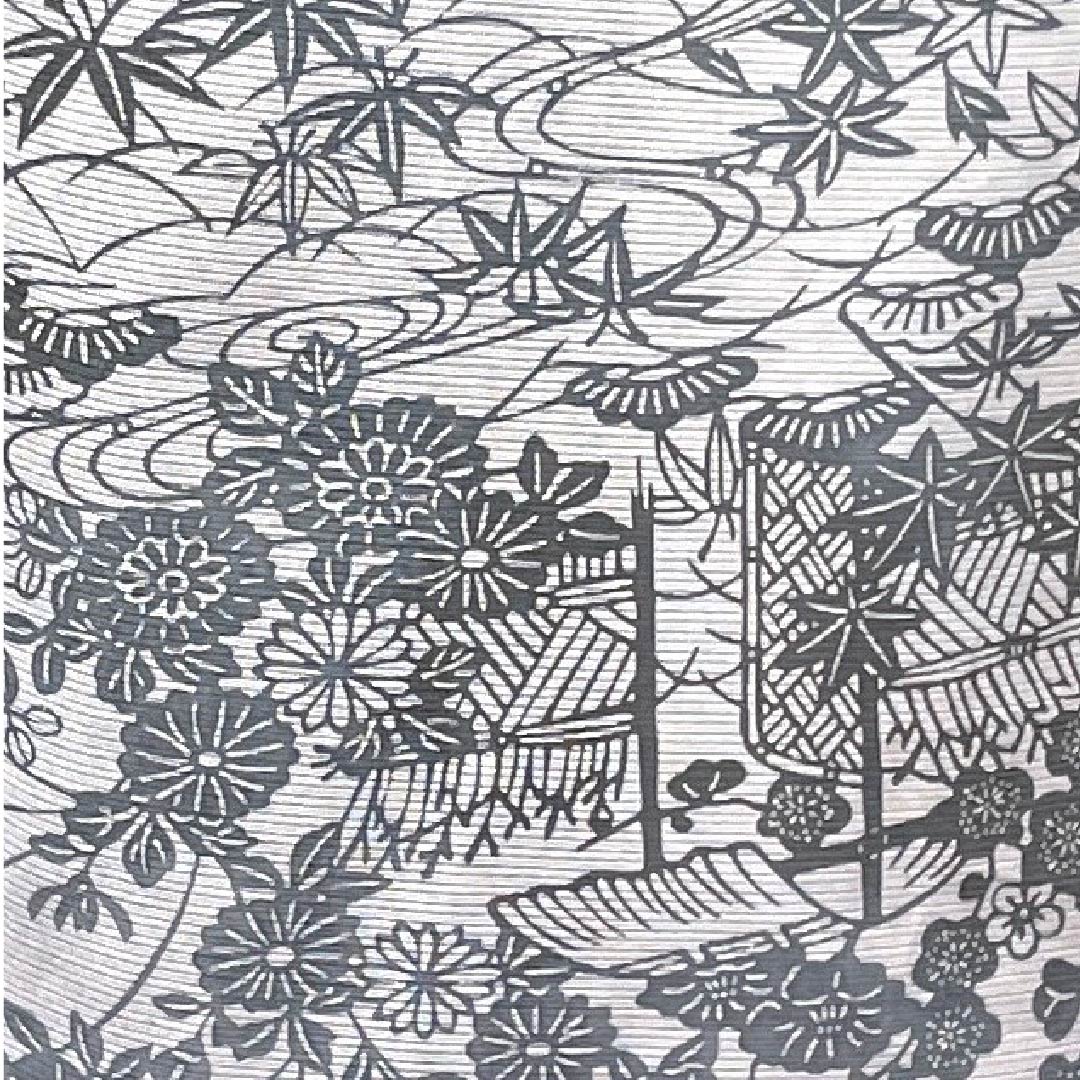 夏物 ポリエステル 小紋 身丈168.5cm 裄丈67.5cm 白色 茶屋辻 松竹梅 流水 絽 Aランク 白系 1132000023511