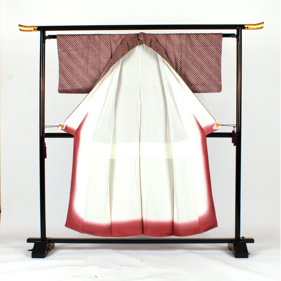 小紋 身丈154cm 裄丈63cm 袷  総絞り  正絹 Sランク 紫系 1115001802220