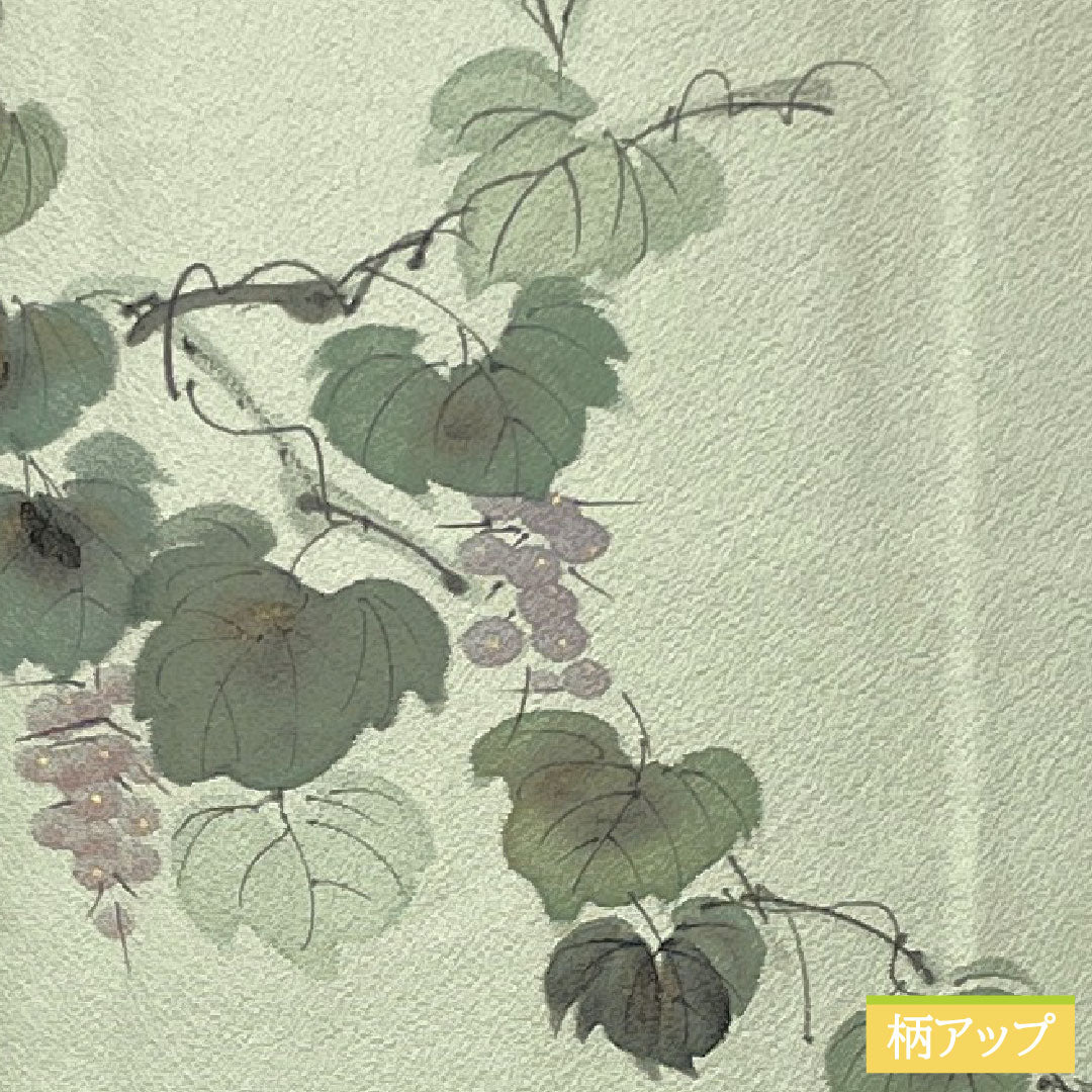 訪問着 正絹 袷 身丈155cm 裄丈65cm 白緑色（びゃくろくいろ） 草花模様 スコッチガード 付下げ Aランク 水色系 1112005453324