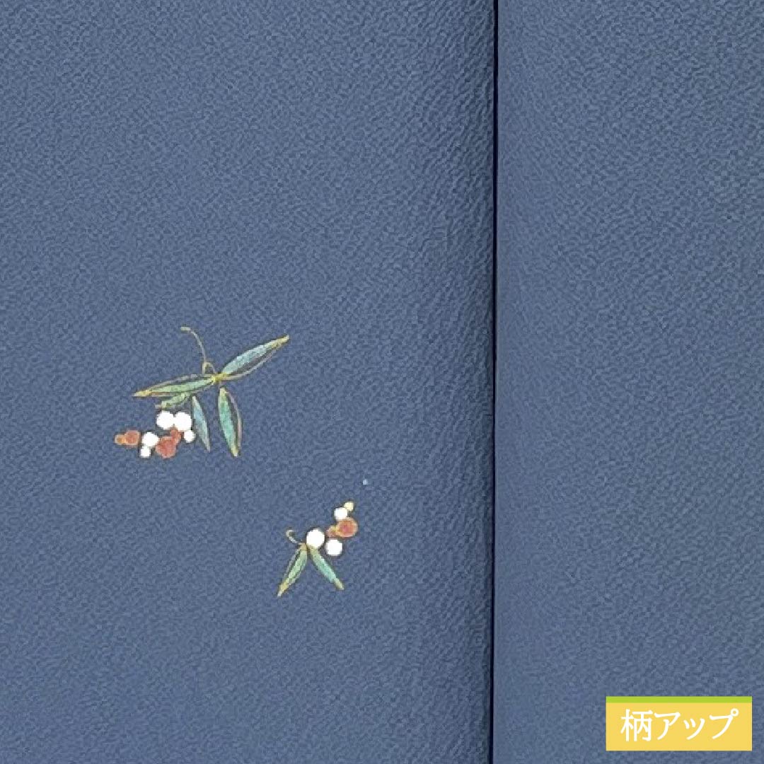 小紋 正絹 Aランク 身丈165cm 裄丈68cm 袷 裏色（うらいろ） 小花 ちりめん地 パールトーン加工 青系 1115007293517