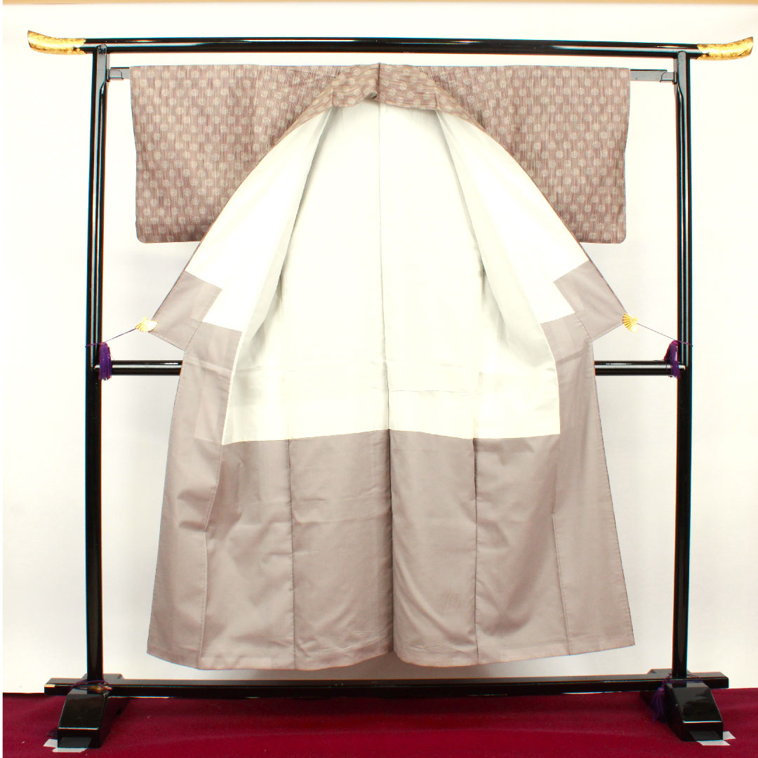 紬 身丈151.5cm 裄丈62cm 洗える着物 水玉模様 ポリ Sランク 袷 グラデ 1116002272299