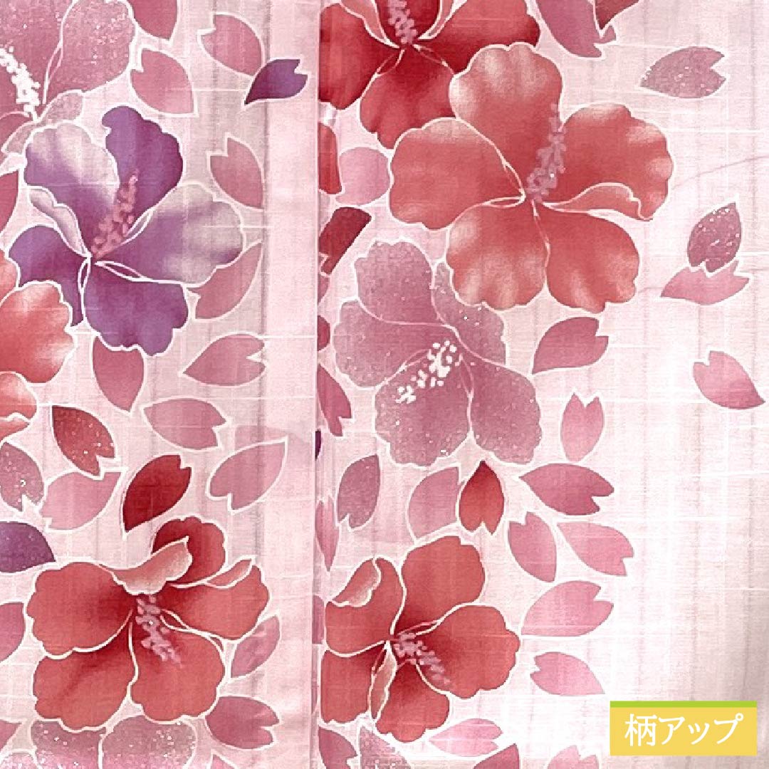 浴衣 木綿 身丈164cm 裄丈66cm Aランク 単衣 ピンク系 桜色（さくらいろ） 洋花 ラメ 1118006213413