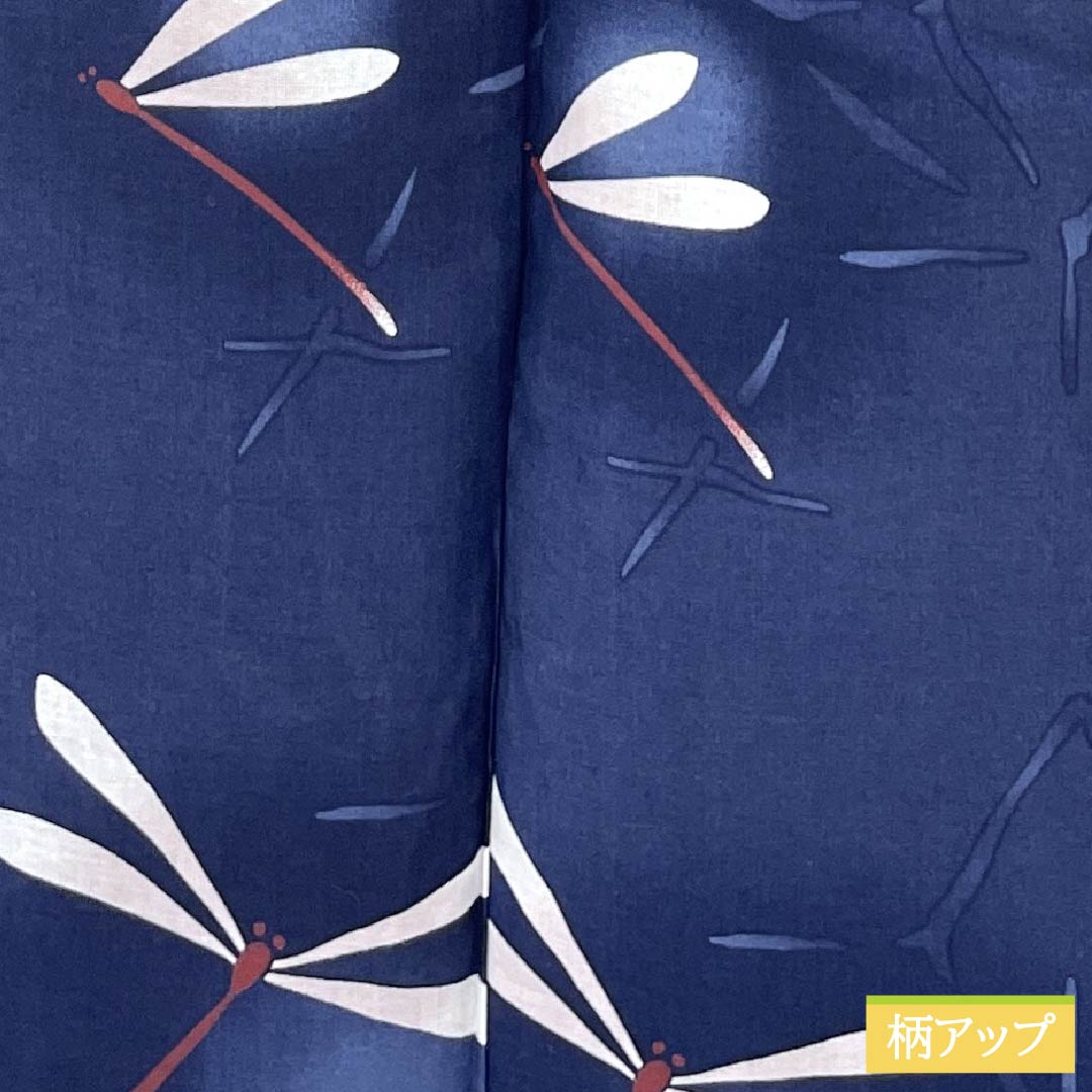 Cotton Yukata, Length 162cm, Sleeve Length 65.5cm, S Rank, Single Layer, Navy Blue, Dragonfly, Rabissan Luce, 1118006022418
