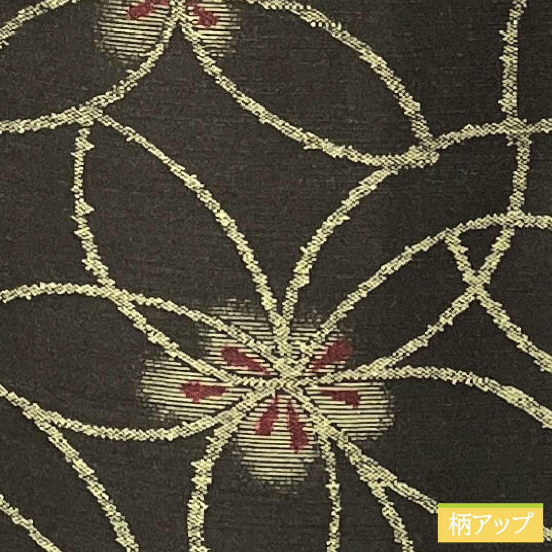 小紋 ポリエステル 身丈163.5cm 裄丈66cm 袷 黒橡色（くろつるばみいろ） 洗える着物 抽象花 しつけ糸付き 未使用品 Sランク 黒系 1115004932410