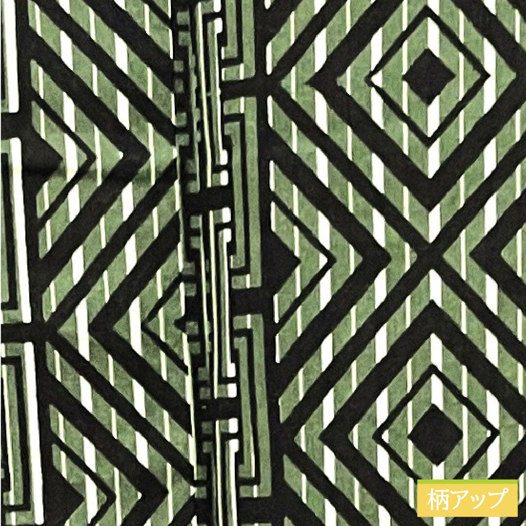 Yukata, cotton, length 153.5cm, sleeve length 73cm, S rank, single layer, green, Shimamatsunezuiro, men's, geometric pattern, Kansai Yamamoto, 1118004902519