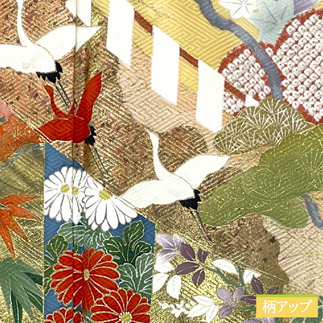 振袖 正絹 Sランク 身丈152cm 裄丈61cm 袷 緋色（ひいろ） 京友禅 吉祥文様 鶴 梅 松 赤系 1113002182212