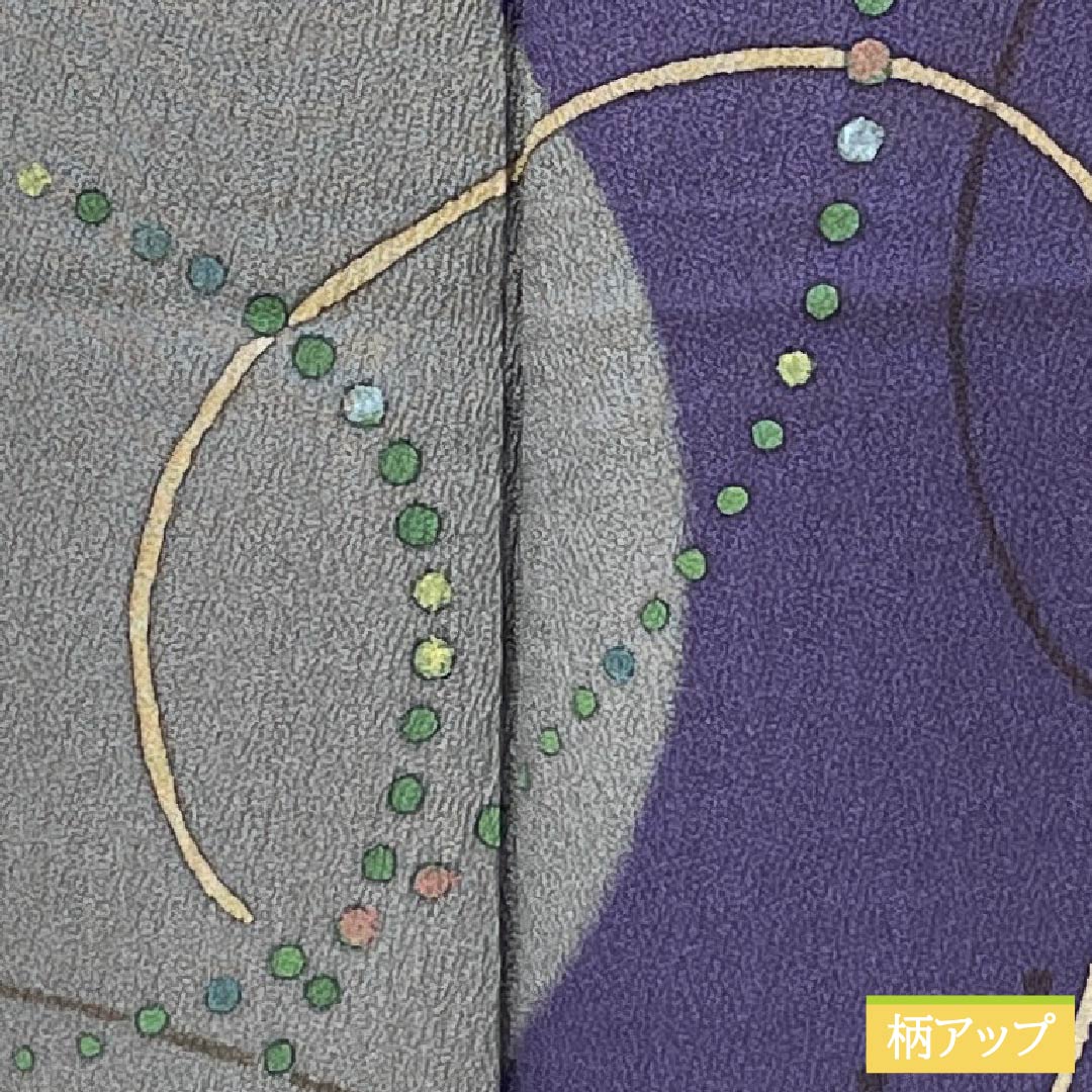 訪問着 正絹 Sランク 袷 身丈152cm 裄丈62.5cm 深紫色（ふかきむらさきいろ） 付下げ ちりめん 作家物 抽象模様 紫系 1112007452220