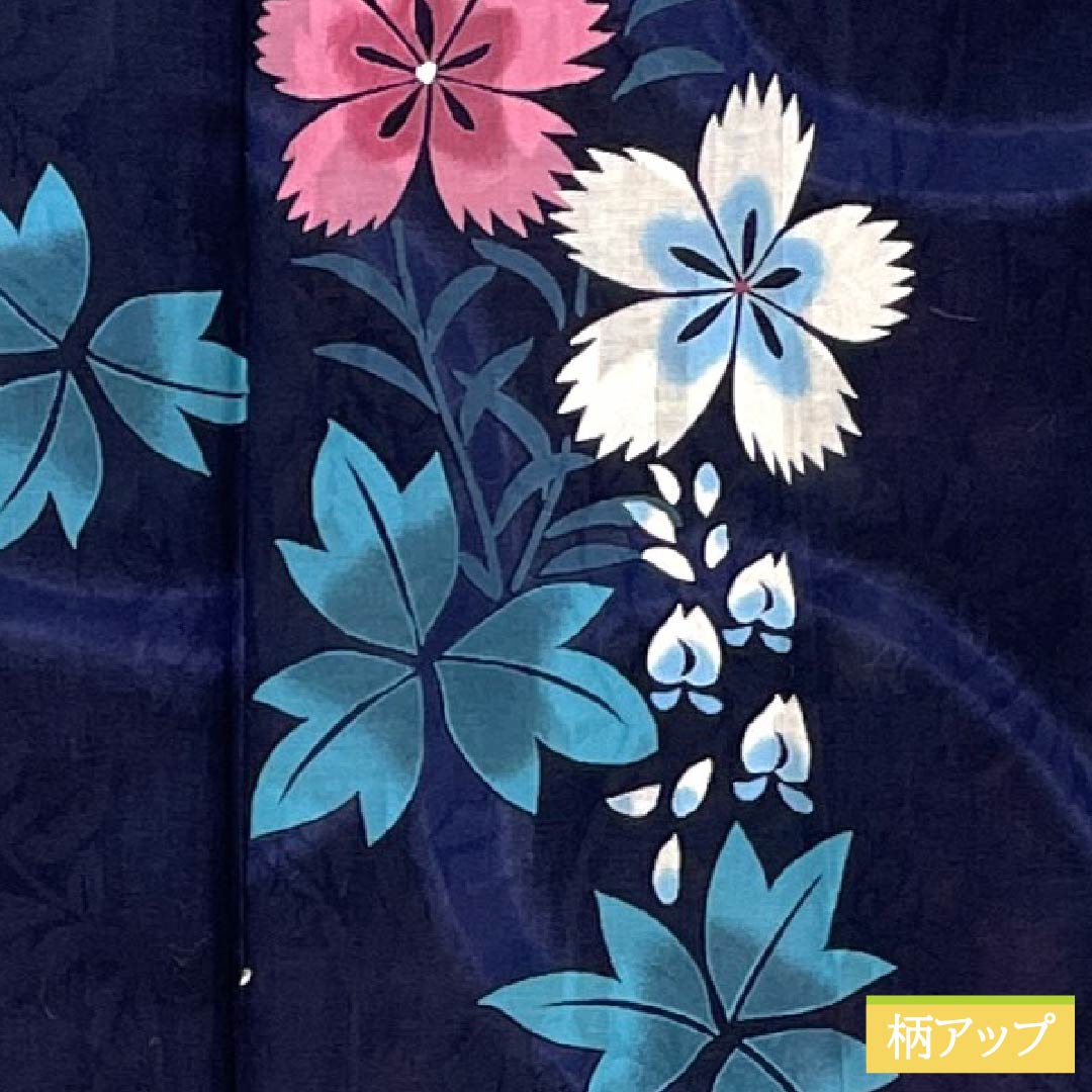 Yukata (Cotton) Length: 162cm, Sleeve Length: 69cm, S Rank, Gauze, Navy Blue, Brown (Kachiiro), Pink, 1118006402418