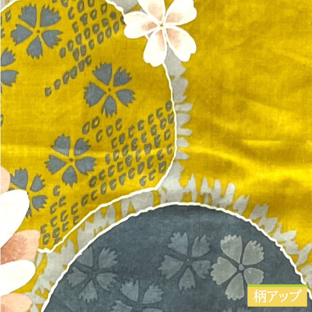 Yukata Cotton Length 161.5cm Sleeve length 65cm S rank Single layer Yellow Hajiiro Gerbera Cherry Blossom Pink 1118004492423