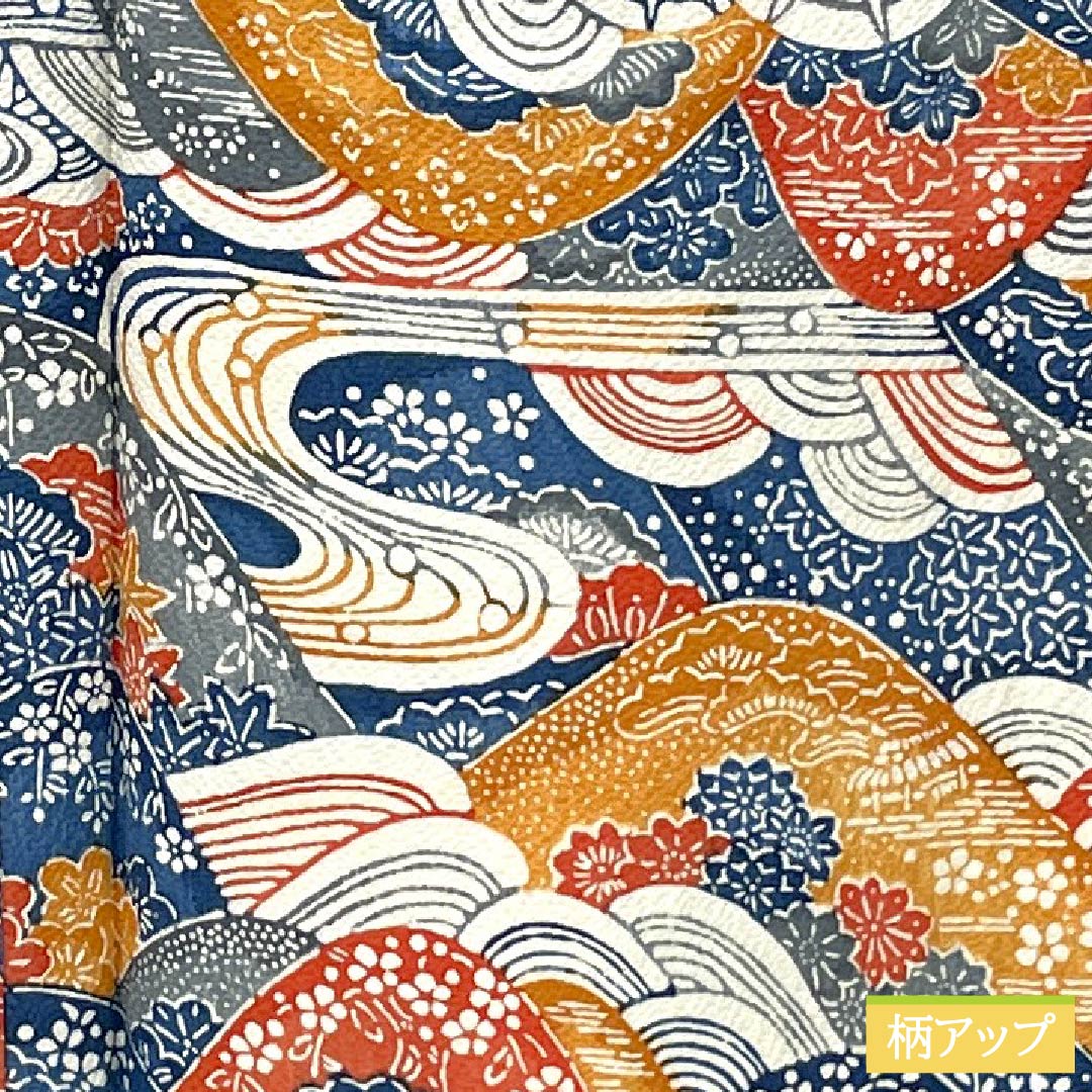 小紋 正絹 Sランク 身丈156cm 裄丈64.5cm 単衣 京紅型 遠山模様 グラデーション系 1115006952399