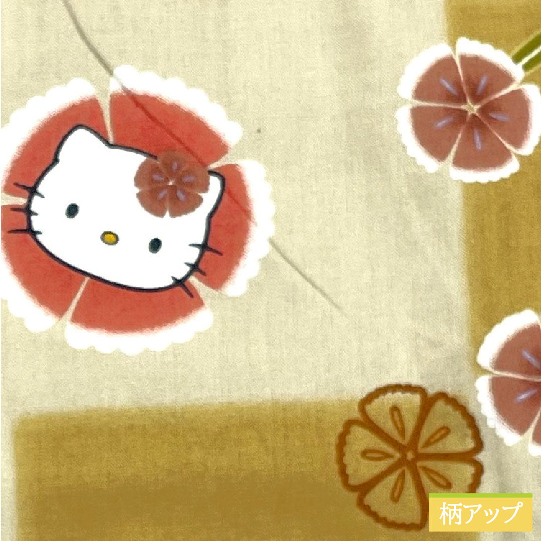 Yukata Cotton Length 167.5cm Sleeve length 68cm S rank Single layer Beige Sobakiri color Hello Kitty Nadeshiko 1118004832525