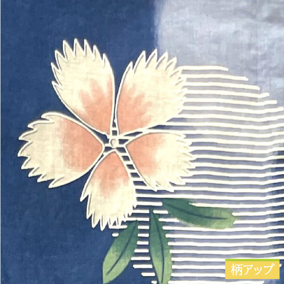 浴衣 木綿 身丈159.5cm 裄丈61cm Aランク 単衣 青系 撫子 縞 1118005063317