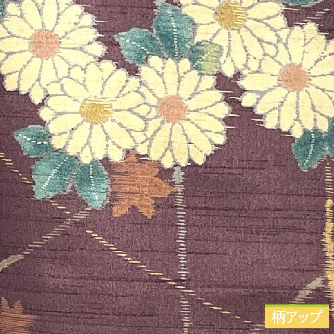 小紋 ポリエステル 身丈167.5cm 裄丈67cm 袷 滅紫色（けしむらさきいろ） 洗える着物 菊 Sランク 紫系 1115004592520