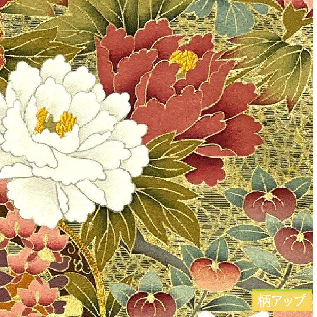 Black formal kimono, pure silk, length 155cm, sleeve length 63.5cm, lined, artist work, Kyoto Yuzen, flower cart, five crests, ivy, B rank, black, 1111001454310