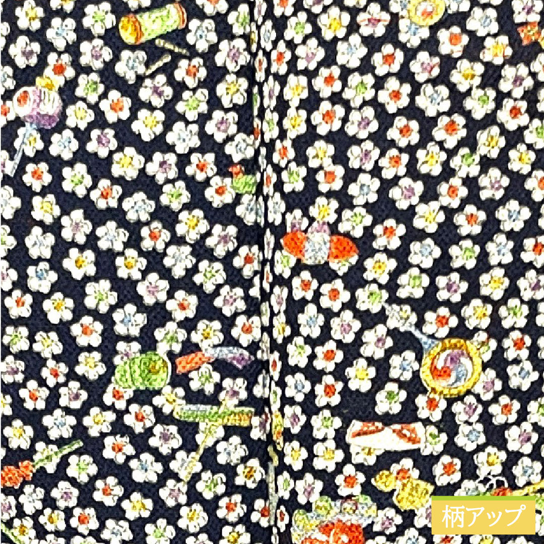 小紋 正絹 身丈152cm 裄丈60.5cm 袷  吉祥文様 しつけ糸付き 未使用品  Sランク 黒系 1115003822210