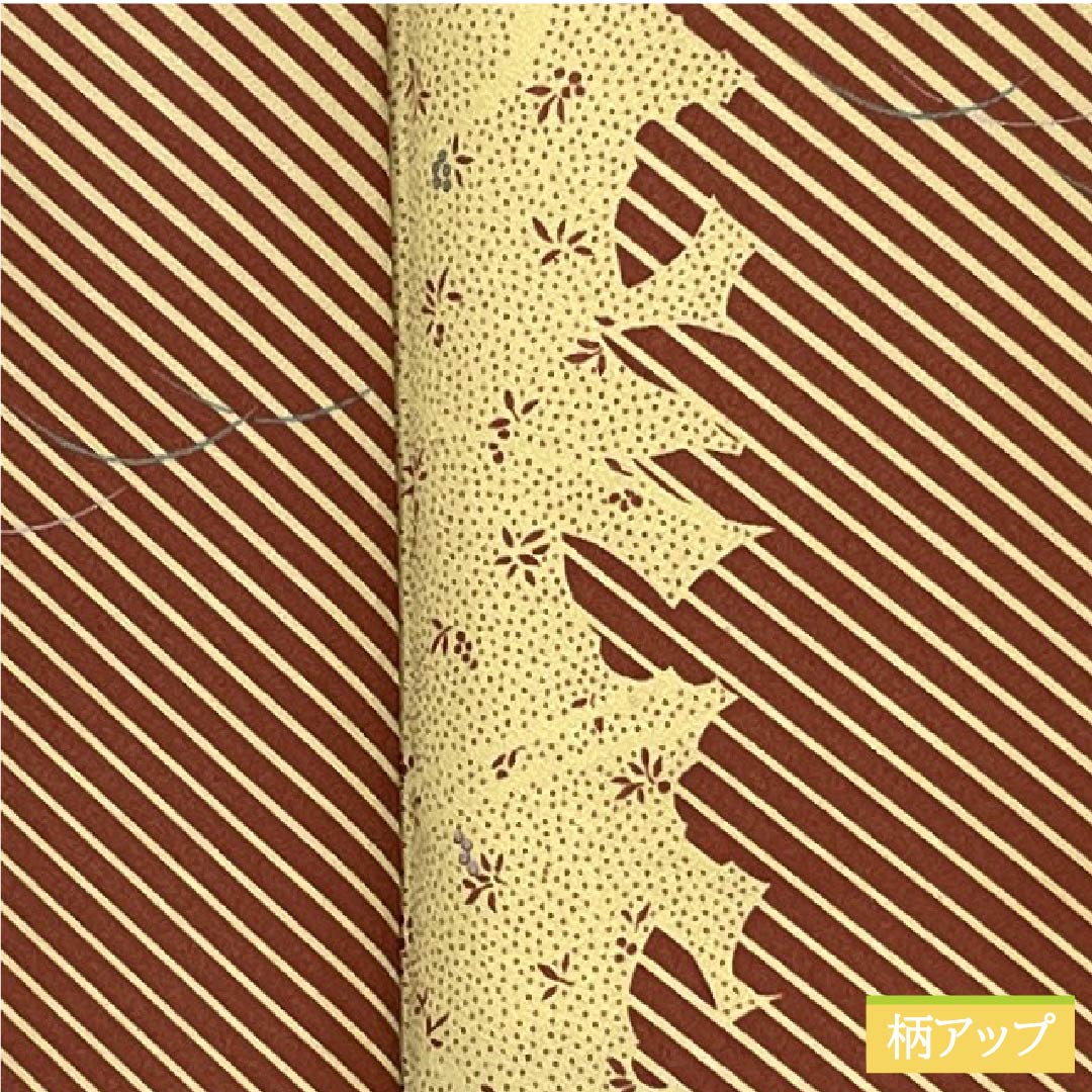 小紋 ポリエステル 身丈166.5cm 裄丈67.5cm 袷 魚子黄色（ぎょしこういろ） 抽象模様 洗える着物 Sランク 黄系 1115006212523