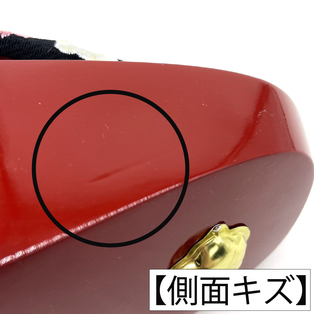 （新古品）下駄 桐 Aランク フォーマル ぽっくり下駄 こっぽり 厚底 長さ224cm XLサイズ 赤系 1122001323512