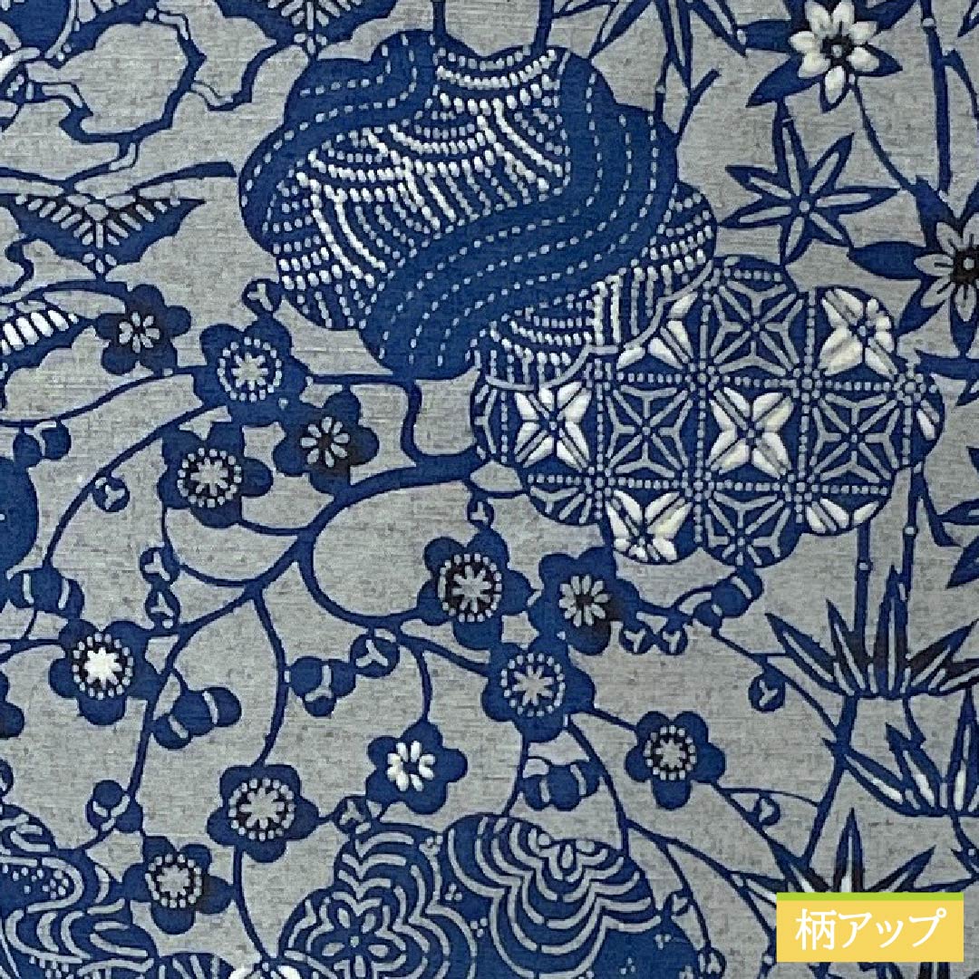 小紋 正絹 Sランク 身丈166cm 裄丈67cm 袷 京紅型 藍型 紬地 草花 グレー系 1115007212522