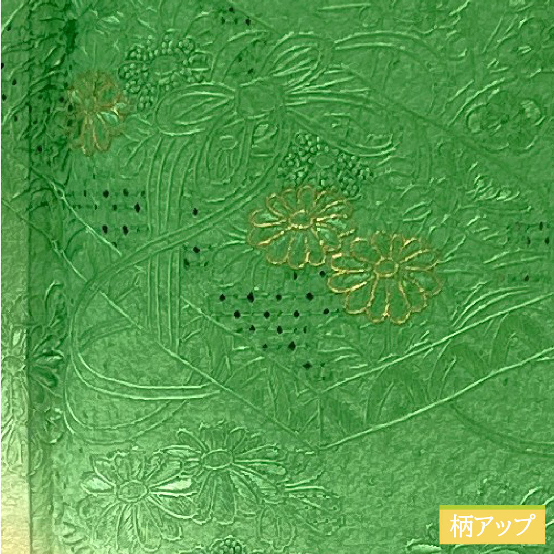 訪問着 正絹 袷 身丈157.5cm 裄丈62.5cm 草緑色（くさみどりいろ） 汕頭刺繡 草花模様 スコッチガード Sランク 緑系 1112004992319