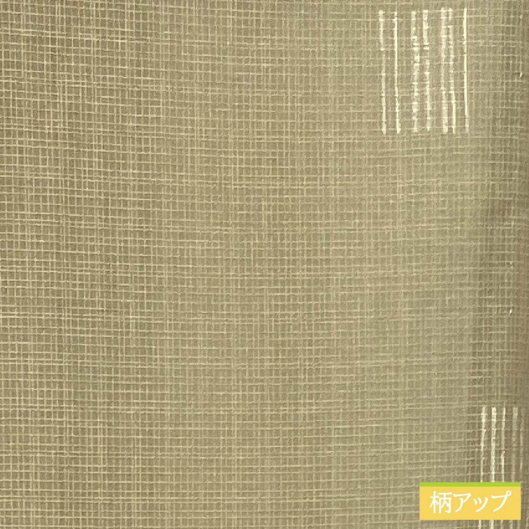 夏物 ポリエステル 小紋 身丈152.5cm 裄丈64cm 亜麻色（あまいろ） 幾何学模様 洗える着物 紗 Sランク ベージュ系 1132002672225