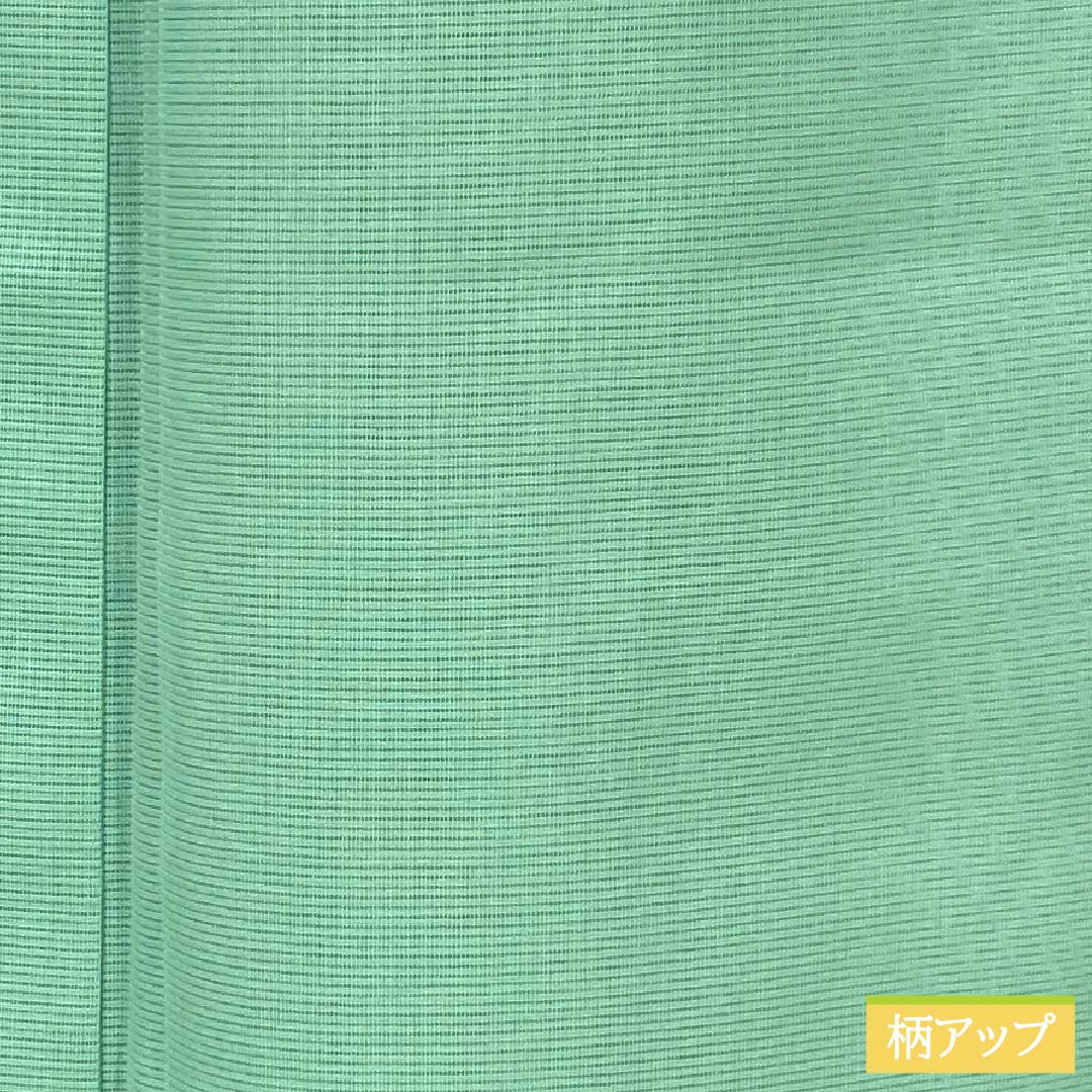 夏物 ポリエステル 色無地 Sランク 身丈157cm 裄丈62.5cm 青浅緑色（あおあさみどりいろ） 洗える着物 素無地 絽 緑系 1132004232319