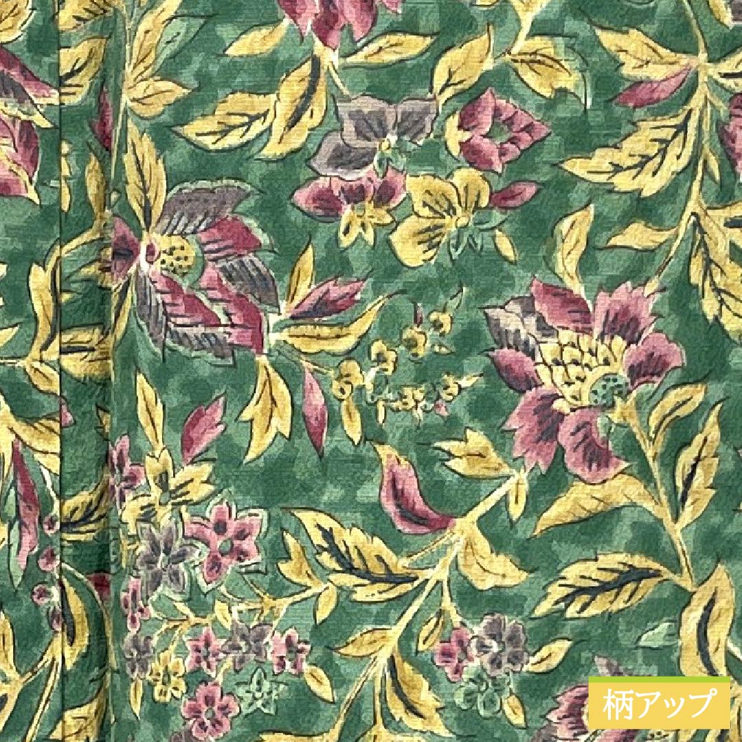 小紋 正絹 身丈159cm 裄丈62cm 袷 青銅色（せいどういろ） 型染 総花 Sランク 緑系 1115005362319