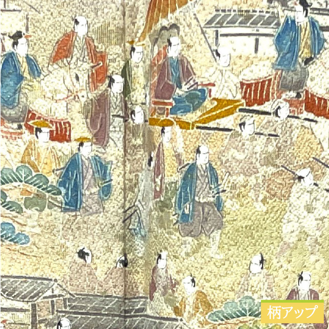 Colored Tomesode, pure silk, length 165cm, sleeve length 64.5cm, lined, ura-hairo (back leaf color), Kyo-Yuzen, Daimyo procession, plum blossom, one crest, with basting thread, unused, S rank, one crest, green, 1111001202519