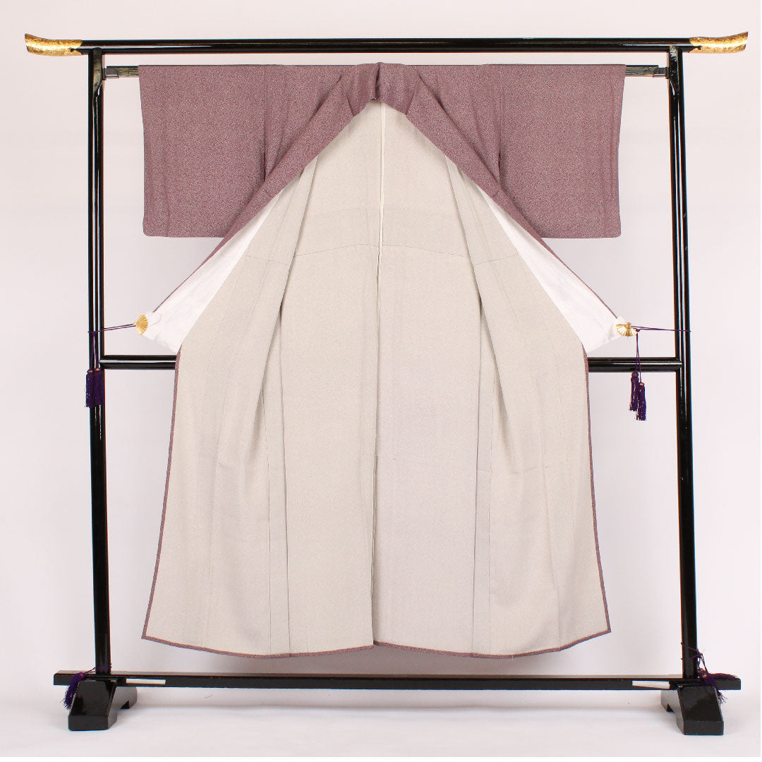 小紋 身丈151.5cm 裄丈62cm 袷 江戸小紋 正絹 Aランク 紫系 1115000123220