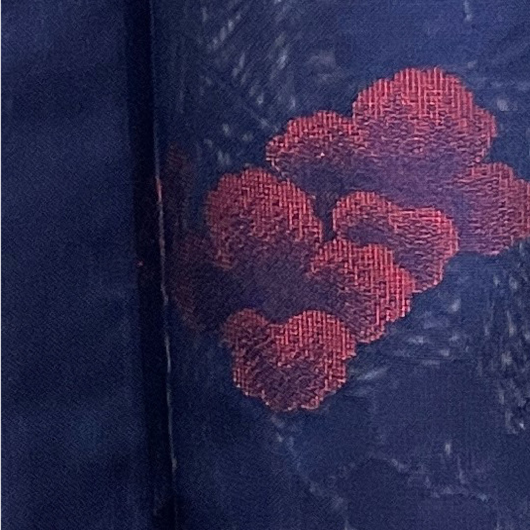 夏物 正絹 小紋 身丈161cm 裄丈64.5cm 濃紺色（のうこんいろ）椿  紗 Sランク 紺系 1132001182418