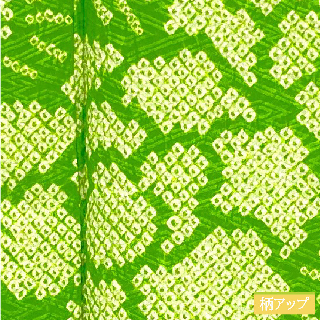 訪問着 正絹 袷 身丈165.5cm 裄丈63.5cm 黄緑色（きみどりいろ） 総絞り しつけ糸付き Aランク 緑系 1112005093519