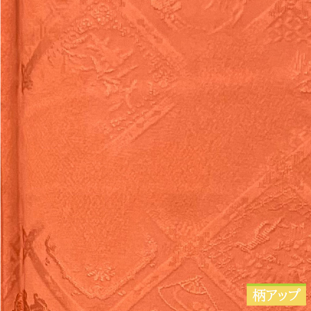 色無地 正絹 身丈160cm 裄丈66cm 中紅色（なかべにいろ） 一つ紋 中陰桔梗 袷 Aランク 朱系 1114001343416