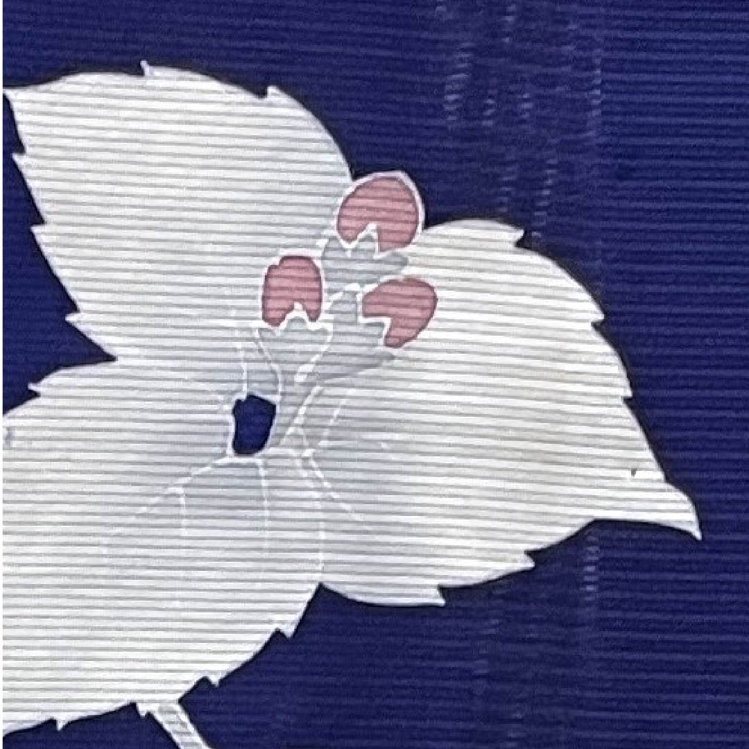 夏物 正絹 訪問着 身丈158cm 裄丈64cm 濃紺色（のうこんいろ）花模様 絽 Sランク 紺系 1132000122318