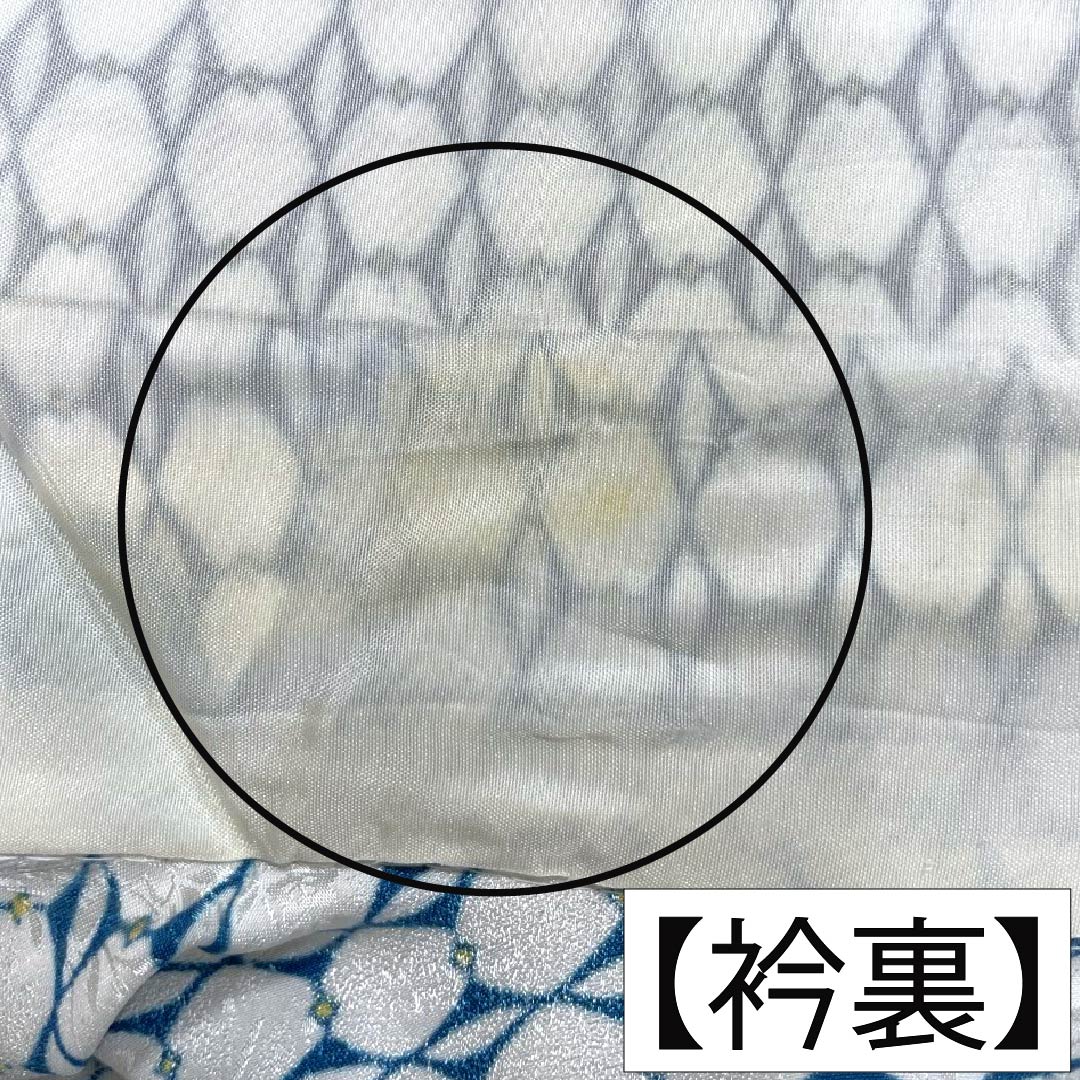 小紋 ポリエステル Aランク 身丈162.5cm 裄丈68.5cm 単衣 洗える着物 幾何学模様 白系 1115008213411