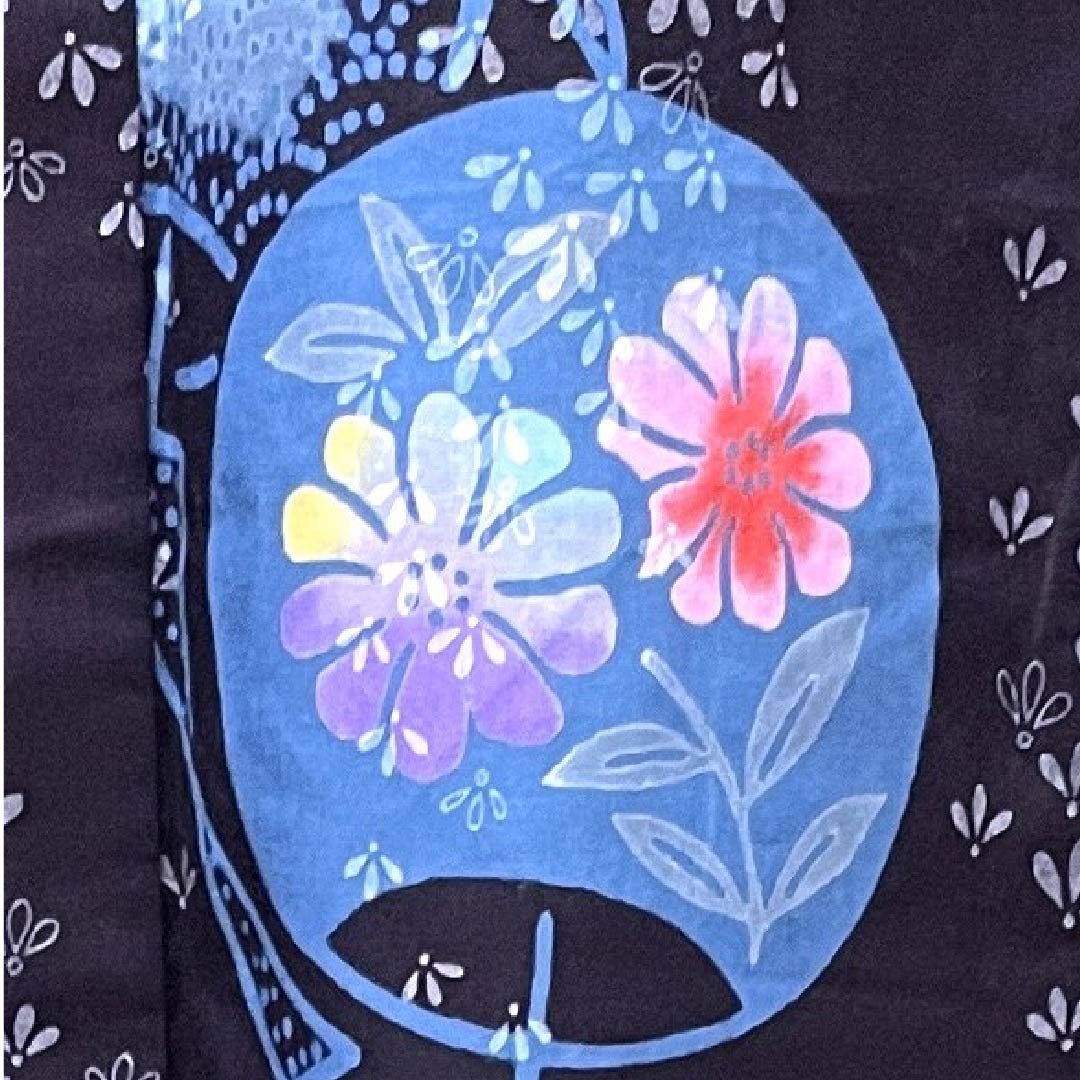 浴衣 濃紺色 風鈴 木綿 Sランク 単衣 身丈154cm 裄丈63.5cm 紺系 1118004382218