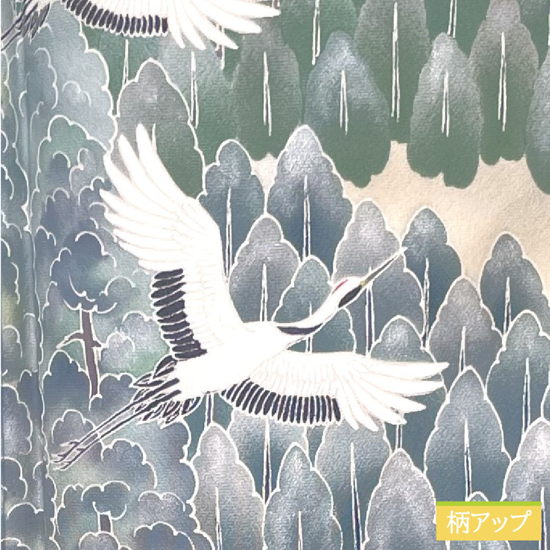 訪問着 正絹 袷 身丈170.5cm 裄丈69.5cm 一重梅色（ひとえうめいろ） 京友禅 比翼仕立て 風景模様 鶴 三つ紋 Sランク ピンク系 1112004612613