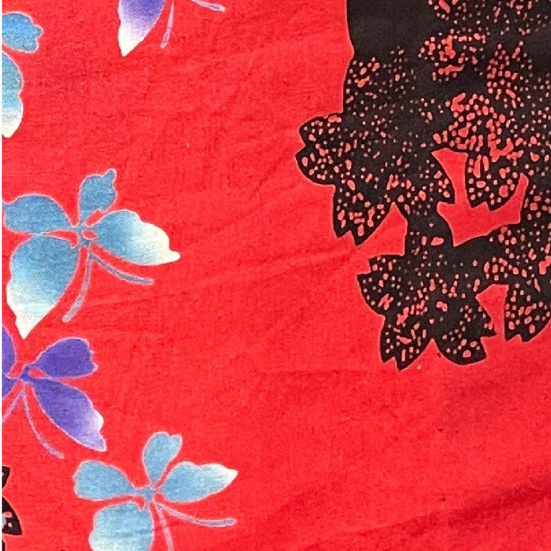 浴衣 しつけ糸付き 未使用品 紅絹色 桜 蝶 木綿 Sランク 単衣 身丈162.5cm 裄丈63.5cm 赤系 1118003662412