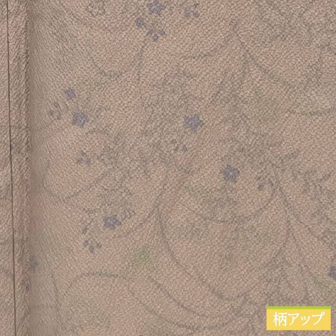 小紋 正絹 Sランク 身丈164cm 裄丈63cm 袷 惚色（ぼけいろ） 草花模様 しつけ糸付き   ベージュ系 1115007362425