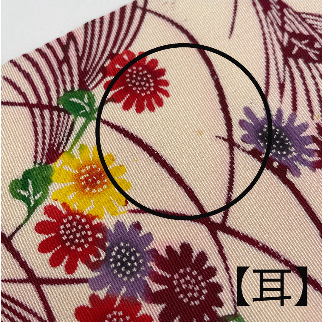 名古屋帯 草花模様 型染 染め帯帯丈361.5cm 正絹 Aランク ポイント柄 カジュアル 赤系 1124001883312  名古屋仕立て