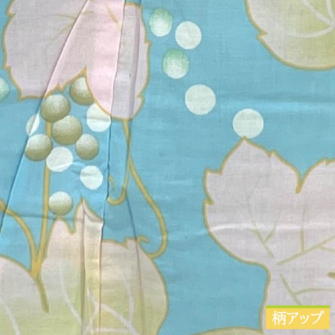 浴衣 木綿 身丈166cm 裄丈64cm Aランク 単衣 水色系 水色（みずいろ） 蒲萄 蔦 1118006503524