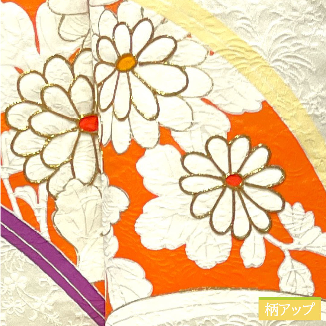 訪問着 正絹 袷 身丈162.5cm 裄丈63.5cm 乳白色 京友禅 扇面 草花模様 しつけ糸付き 未使用品 Sランク クリーム系 1112003412415