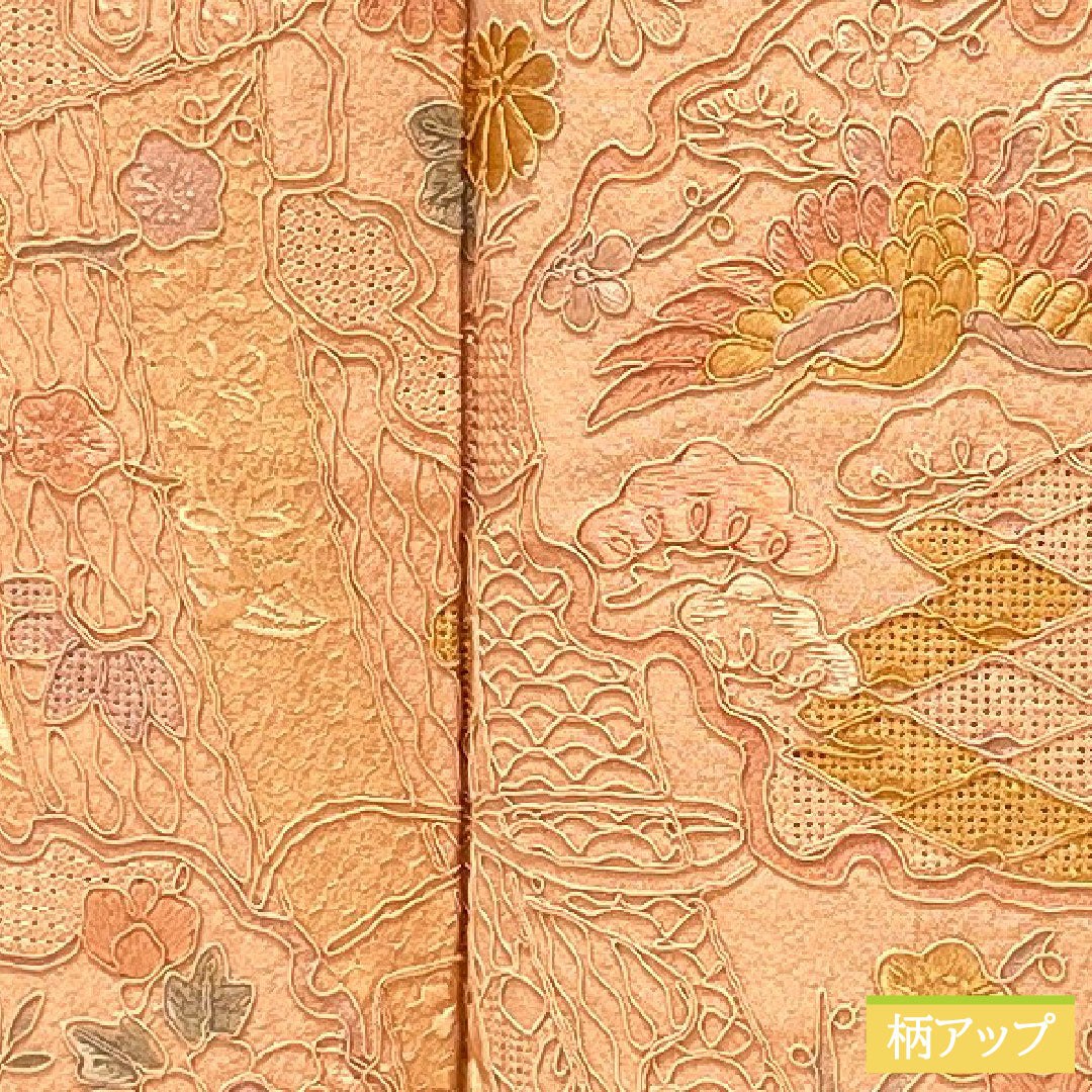 色留袖 正絹 身丈155cm 裄丈62.5cm 袷 東雲色（しののめいろ） 蘇州刺繡 吉祥文様 一つ紋 丸に違い鷹の羽 Bランク ピンク系 1111001694313