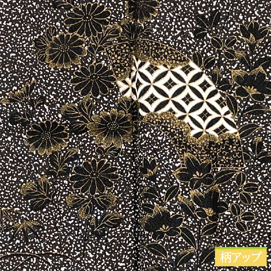 リサイクル着物】訪問着 正絹 Sランク 袷 身丈165cm 裄丈65.5cm 黒鼠色