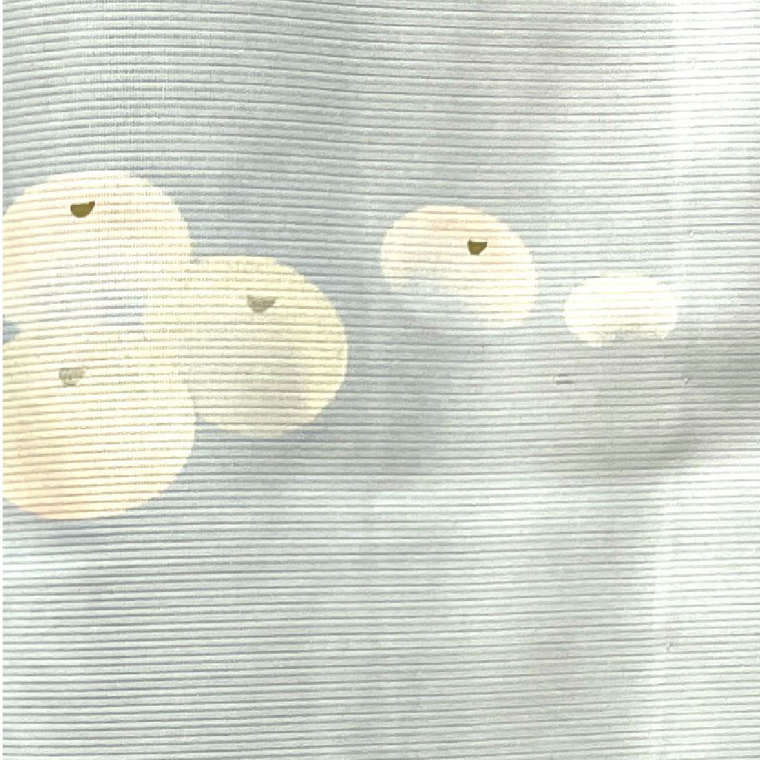 夏物 ポリエステル 小紋 身丈161cm 裄丈63cm 蒼白色（そうはくしょく） 万寿菊 洗える着物  絽 Sランク 水色系 1132000672424