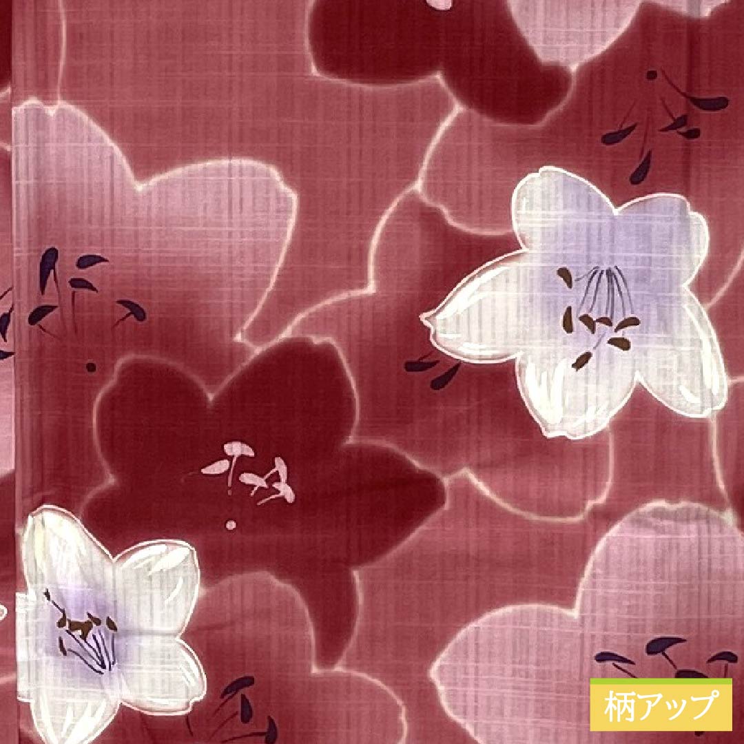 浴衣 木綿 身丈158.5cm 裄丈68.5cm Sランク 単衣 ピンク系 桃紅色（とうこうしょく） 花 1118006452313