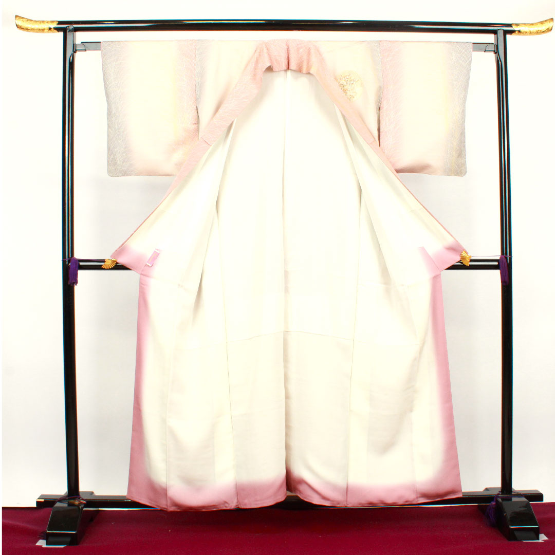 訪問着 袷 身丈157cm 裄丈62.5cm 汕頭刺繡 雪輪 草花模様 正絹 Aランク グラデ 1112002333399