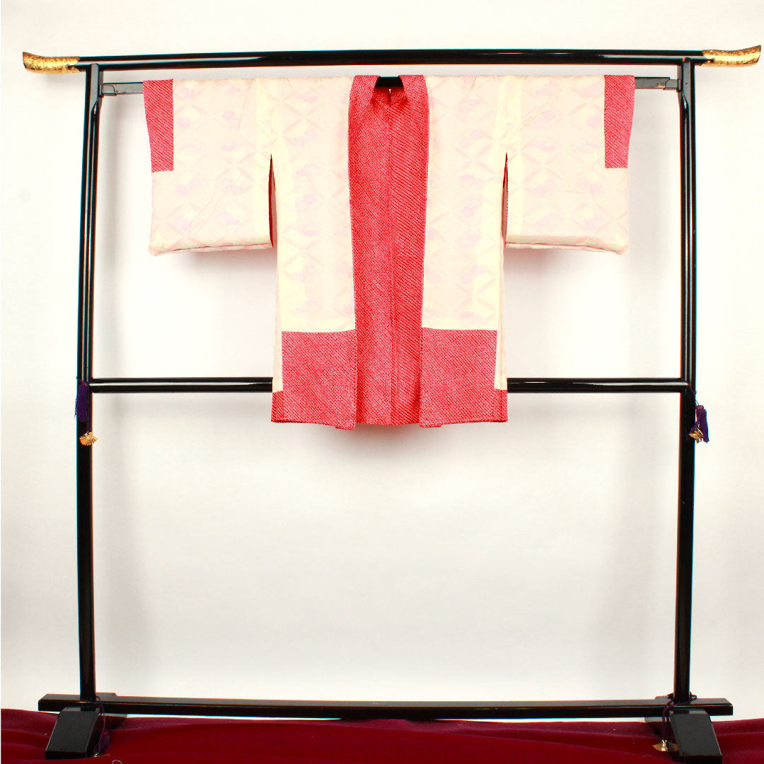 羽織 身丈86cm 裄丈63cm 土耳古赤色 絞り 正絹 Sランク 袷 赤系 1117000292912