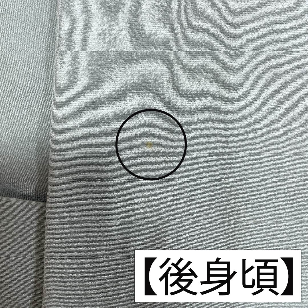 色無地 正絹 Sランク 身丈155cm 裄丈64cm 白緑色（びゃくろくいろ） 素無地 一つ紋 五三桐 袷 緑系 1114002862319