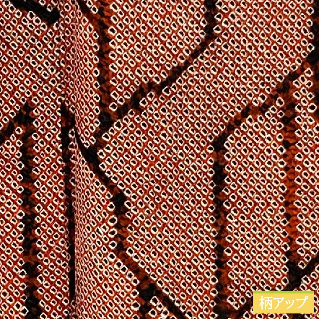小紋 正絹 Aランク 身丈156cm 裄丈63cm 袷 赤色（あかいろ） 絞り 幾何学模様 赤系 1115006483312