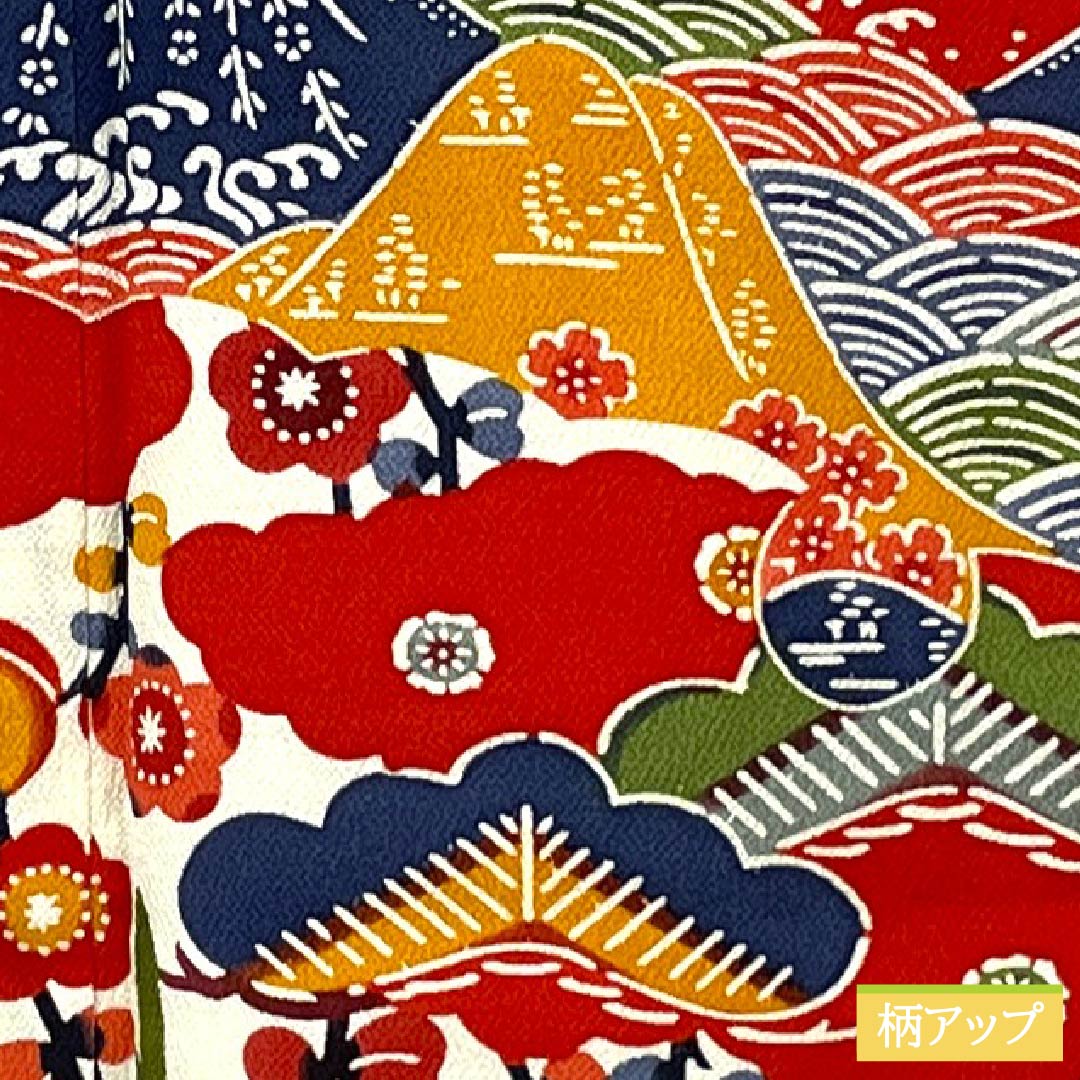 訪問着 正絹 Sランク 袷 身丈167cm 裄丈65.5cm 蜜柑色（みかんいろ） 京紅型 吉祥文様 橙系 1112006432526